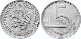 Czechoslovakia 5 Korun 1952 Rare!
KM# 34; Aluminium 1.63g; Not released for circulation. Almost the entire mintage was melted!
