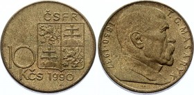 Czechoslovakia 10 Korun 1990 M R without Dot
KM# 139; Tomáš Garrigue Masaryk; UNC