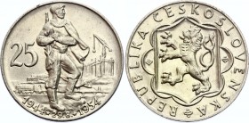 Czechoslovakia 25 Korun 1954 
KM# 41; 10th Anniversary - Slovak Unprising; Silver; AUNC