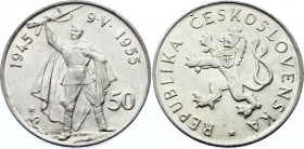 Czechoslovakia 50 Korun 1955 
KM# 44; Silver; 10th Anniversary - Liberation from Germany