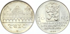 Czechoslovakia 50 Korun 1986 
KM# 124; Silver Proof; City of Telč