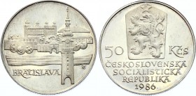 Czechoslovakia 50 Korun 1986 
KM# 125; Silver Proof; City of Bratislava