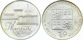 Czechoslovakia 50 Korun 1991 
KM# 156; Silver Proof; Mariánské Lázně