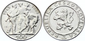 Czechoslovakia 100 Korun 1955 
KM# 45; Silver; 10th Anniversary - Liberation from Germany