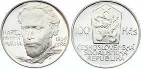 Czechoslovakia 100 Korun 1986 
KM# 123; Silver Proof; Mintage 5,000; 150 Years - Death of Karel Hynek Mácha