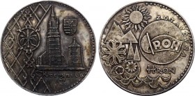 Czechoslovakia Medal "Sanatorium ROH Hron, Kremnitz" 
White Metal 35.06g 40mm; "Zotavovňa ROH Hron"
