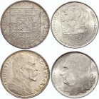 Czechoslovakia Set of 2 Silver Coins: 20 Korun - 100 Korun 1937 -1977
KM# 18 - 88; Death of President Masaryk - 300 years of the Death of Vaclav Holl...