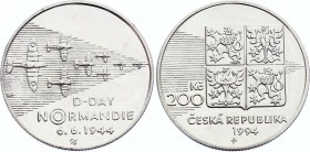 Czech Republic 200 Korun 1994 
KM# 12; Silver Prooflike; 50th Anniversary of the Allied Landings in Normandy