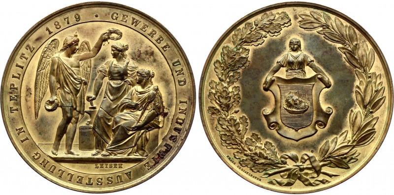 Bohemia Medal "Teplitz Industrial Expo" 1879 
57.73g 58mm; Medal "Gewerbe und I...