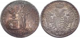 German States Nurnberg 1 Thaler 1765 
KM# 347; Silver 27,95g.; XF-AUNC; Very beatiful lridescent grey-blue patina with a red tint the center of the c...