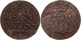 German States Prussia 1 Shilling 1775 Е
KM# A295.1a; Silver 0,8g.; Friedrich II; XF+