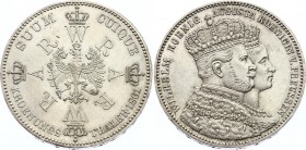 German States Prussia 1 Thaler 1861 A Wilhelm I
KM# 488; Thun 265; AKS 116; J. 87; Schw. 204; Dav. 778; Coronation of Wilhelm & Augusta; Silver; AUNC