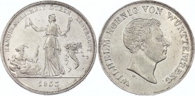 German States Württemberg 1 Thaler 1833 W
KM# 570; Silver; XF