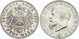 Germany - Empire Bavaria 5 Mark 1914 D
KM# 1007; Silver; Ludwig III