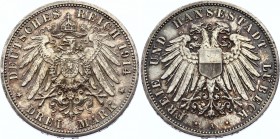 Germany - Empire Lubeck 3 Mark 1914 A
KM# 215; Silver; XF+/AUNC- with Nice Toning!