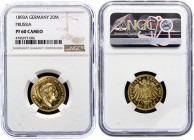 Germany - Empire Prussia 20 Mark 1893 A NGC PF60
KM# 521; Gold (900); Wilhelm II