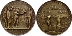 Germany - Empire Prussia Medal "Two World Crimes Remembrance Day - Sarajevo and Versailles" 1919 
Bronze 19.62g 36mm; By Karl Goetz