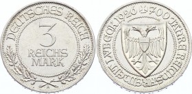 Germany - Weimar Republic 3 Reichsmark 1926 A
KM# 48; 700 Years of Freedom for Lubeck; Silver; AUNC