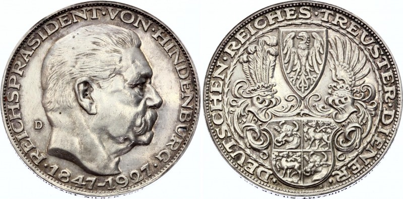 Germany - Weimar Republic Bavaria Silver Medal "Hindenburg 80 Geburtstag" 1927 D...