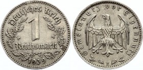 Germany - Third Reich 1 Reichsmark 1939 E
KM# 78; Silver; Muldenhutten Mint; XF+