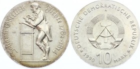 Germany - DDR 10 Mark 1990 A
KM# 137; Johann Gottlieb Fichte, Philosopher; Silver; AUNC