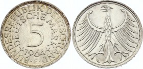Germany FRG 5 Mark 1964 F
KM# 112; Silver; UNC with Full Mint Luster!