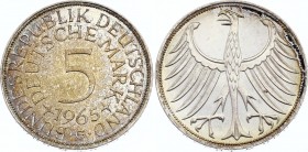 Germany FRG 5 Mark 1964 G
KM# 112; Silver Prooflike; UNC with Amazing Toning!