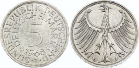Germany FRG 5 Mark 1968 J
KM# 112; Silver; UNC with Amazing Toning!