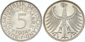 Germany FRG 5 Mark 1974 F
KM# 112; Silver; UNC with Full Mint Luster!