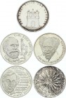Germany - FRG Lot of 5 Coins 10 Mark 1972 - 2001
Silver; Various Dates & Motives