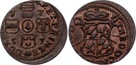Belgium Liege 1 Liard 1751 Misstrike Error, RARE!
KM# 155; John Theodore; UNC with Full Mint Luster!