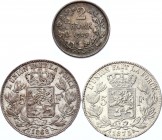 Belgium Set of 3 Silver Coins: 2 - 5 - 5 Francs 1868 -1909 Leopold II
KM# 24 - 59; Leopold II; Silver; XF