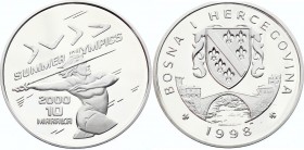 Bosnia and Herzegovina 10 Marka 1998 
KM# 112; 2000 Olympics - Sydney; Javelin Thrower; Mintage 10,000; Silver; Proof