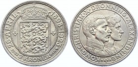 Denmark 2 Kroner 1923 
KM# 821; Silver; Silver Wedding Anniversary; AUNC
