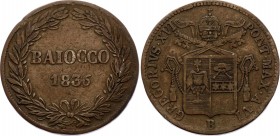 Vatican / Papal States 1 Baiocco 1836
KM# 146a; Georg XVI; VF+