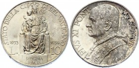 Vatican / Papal States 10 Lire 1933 -34
KM# 18; Pius XI; Jubilee; Silver; XF-AUNC