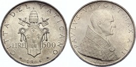 Vatican / Papal States 500 Lire 1964 /II Paul VI
KM# 83.2; Paul VI; Silver; AUNC