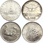 Vatican / Papal States Set of 4 Silver Coins of 500 Lire Various Dates 
Silver; XF-AUNC