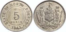 British North Borneo 5 Cents 1941 
KM# 5; UNC with Full Mint Luster!