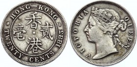Hong Kong 20 Cents 1883 
KM# 7; Silver; Victoria; XF