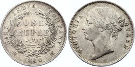 British India 1 Rupee 1840 (c)
Y# 458.1; Victoria; Silver; XF