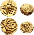 India 2 Fanam Lot 1820 - 30
KM# 19/280; Gold; XF-AUNC