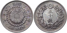 Japan 50 Sen 1906 
Y# 31; Silver 10,07g.; XF+
