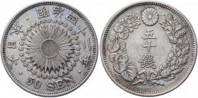 Japan 50 Sen 1909 
Y# 31; Silver 10,03g.; XF+