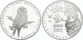 Kazakhstan 500 Tenge 2011 
KM# 205; Silver Proof; Red list of Kazakhstan – Northern Hawk Owl; With Original Box & Certificate