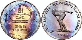 Mongolia 500 Togrog 2001
KM# 191; Silver Proof; 2002 Olympic Winter Games - Salt Lake City; UNC with Outstanding Multicolour Patina!