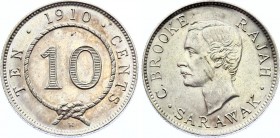 Sarawak 10 Cents 1910 Rare
KM# 9; Charles Brooke Rajah; UNC