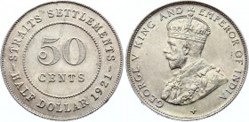 Straits Settlements 50 Cents 1921 
KM# 35.1; George V; AUNC