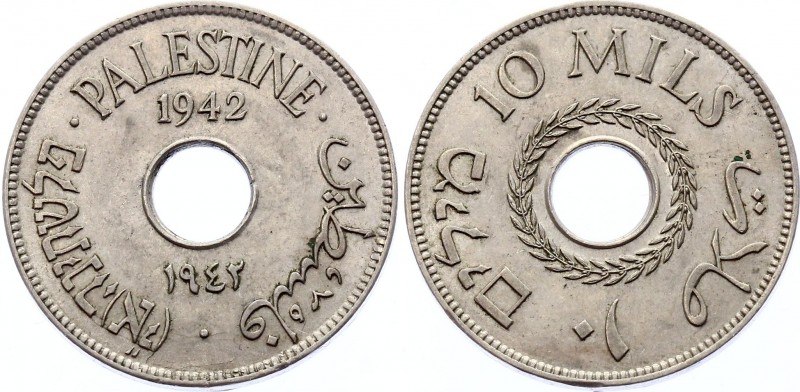 Palestine 10 Mils 1942 
KM# 4; XF-AUNC
