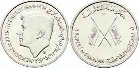 United Arab Emirates Sharjah 5 Rupee 1964 Fantasy Coinage
KM# X1; Khalid bin Muhammad al-Qasimi; President John F. Kennedy Memorial; Mintage 33,000; ...